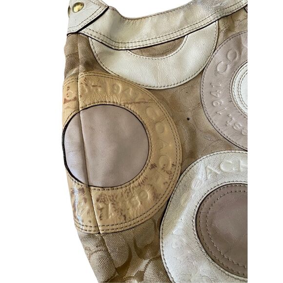 Vintage Coach Patchwork Purse Double Strap Shoulder Bag Luxury Formal Designer - Picture 3 of 16